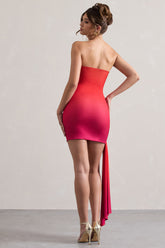 Pink & Orange Ombre Bandeau Mini Dress With Twisted Sash